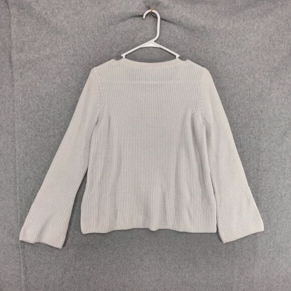 Ann Taylor LOFT Pullover Sweater Womens Sz S Wool Blend White Bell Sleeve Solid - Picture 9 of 12